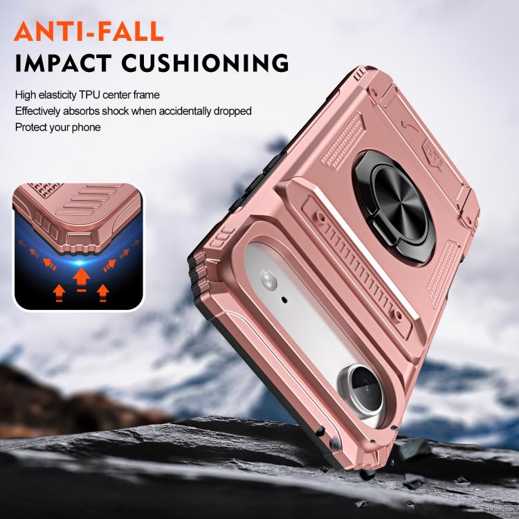 For iPhone Air TPU+PC Shockproof Card Phone Case with Metal Ring Holder(Rose Gold) - iPhone Air Cases by buy2fix | Online Shopping UK | buy2fix
