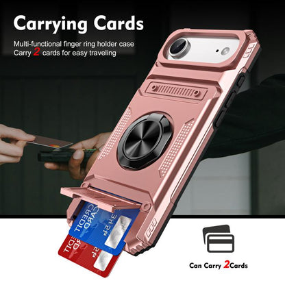 For iPhone Air TPU+PC Shockproof Card Phone Case with Metal Ring Holder(Rose Gold) - iPhone Air Cases by buy2fix | Online Shopping UK | buy2fix