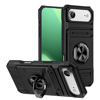 For iPhone Air TPU+PC Shockproof Card Phone Case with Metal Ring Holder(Black) - iPhone Air Cases by buy2fix | Online Shopping UK | buy2fix