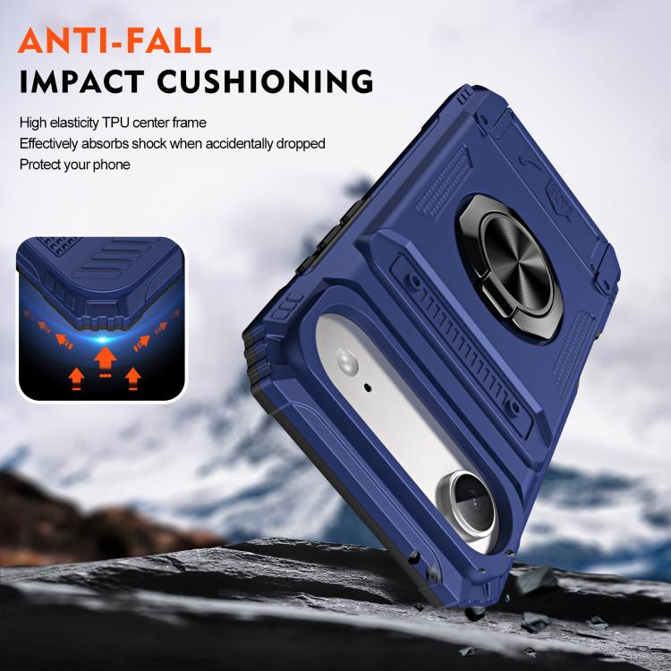 For iPhone Air TPU+PC Shockproof Card Phone Case with Metal Ring Holder(Blue) - iPhone Air Cases by buy2fix | Online Shopping UK | buy2fix