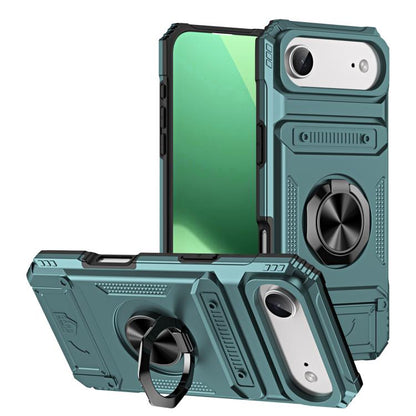 For iPhone Air TPU+PC Shockproof Card Phone Case with Metal Ring Holder(Green) - iPhone Air Cases by buy2fix | Online Shopping UK | buy2fix