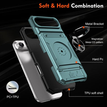 For iPhone Air TPU+PC Shockproof Card Phone Case with Metal Ring Holder(Green) - iPhone Air Cases by buy2fix | Online Shopping UK | buy2fix