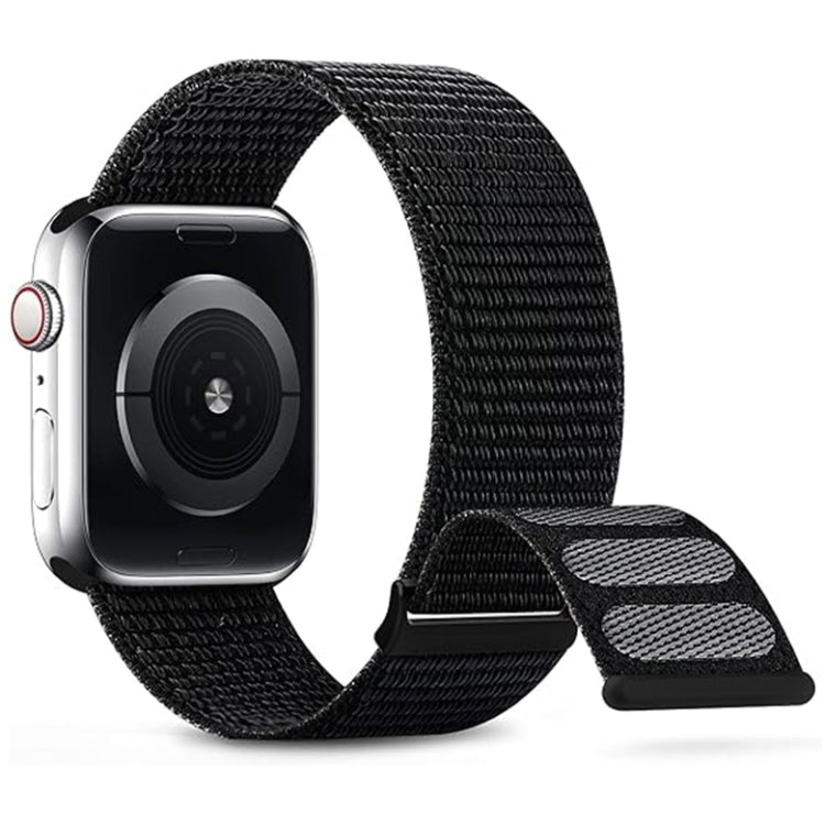 For Apple Watch Series 6 44mm Dual Hook and Loop Nylon Watch Band(Dark Black) by buy2fix