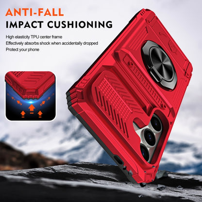 For Samsung Galaxy S24 5G TPU+PC Shockproof Card Phone Case with Metal Ring Holder(Red) - Galaxy S24 5G Cases by buy2fix | Online Shopping UK | buy2fix