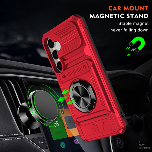 For Samsung Galaxy S24+ 5G TPU+PC Shockproof Card Phone Case with Metal Ring Holder(Red) by buy2fix