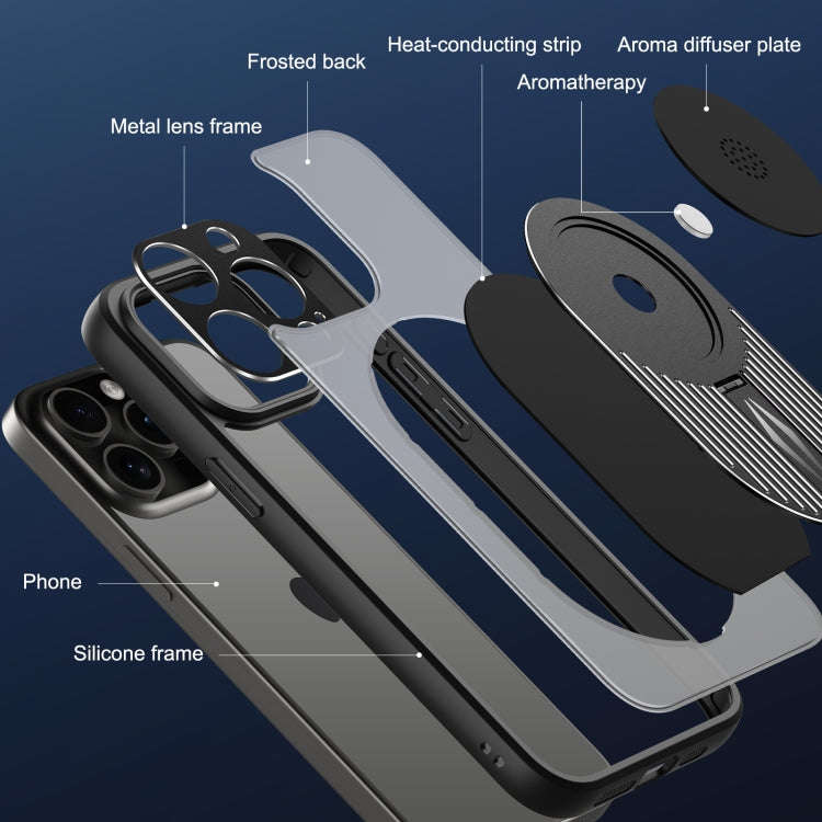 For iPhone 14 Pro Max Heat Dissipation Aromatherapy MagSafe Holder Phone Case(Black) - iPhone 14 Pro Max Cases by buy2fix | Online Shopping UK | buy2fix