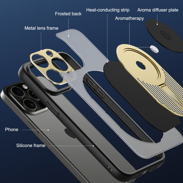 For iPhone 14 Pro Max Heat Dissipation Aromatherapy MagSafe Holder Phone Case(Gold) - iPhone 14 Pro Max Cases by buy2fix | Online Shopping UK | buy2fix