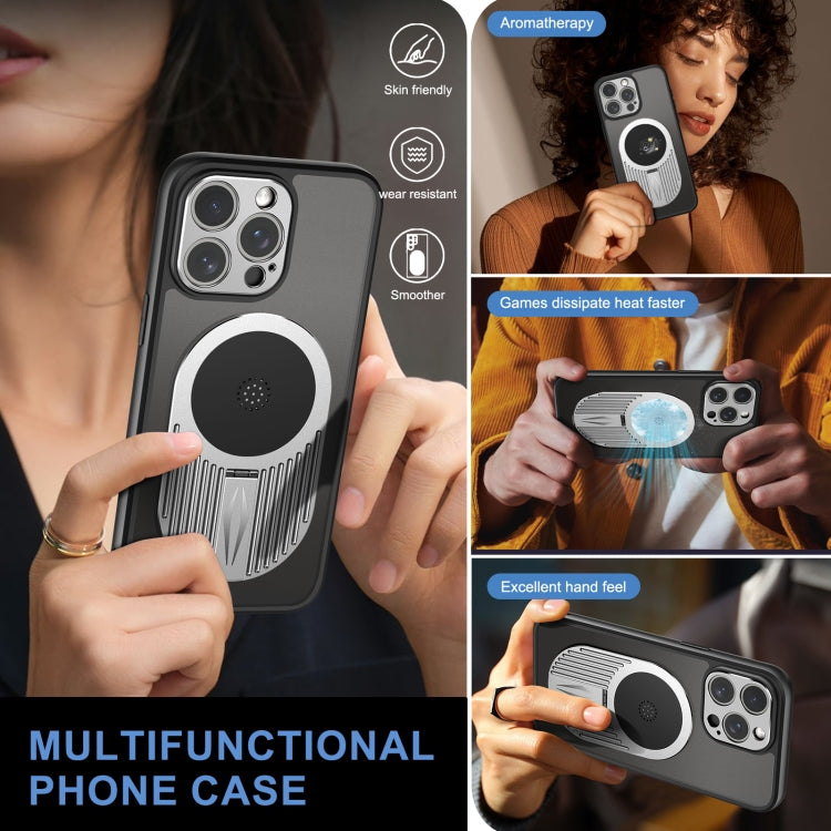 For iPhone 14 Pro Max Heat Dissipation Aromatherapy MagSafe Holder Phone Case(Silver) - iPhone 14 Pro Max Cases by buy2fix | Online Shopping UK | buy2fix
