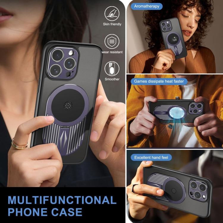 For iPhone 14 Pro Max Heat Dissipation Aromatherapy MagSafe Holder Phone Case(Purple) - iPhone 14 Pro Max Cases by buy2fix | Online Shopping UK | buy2fix