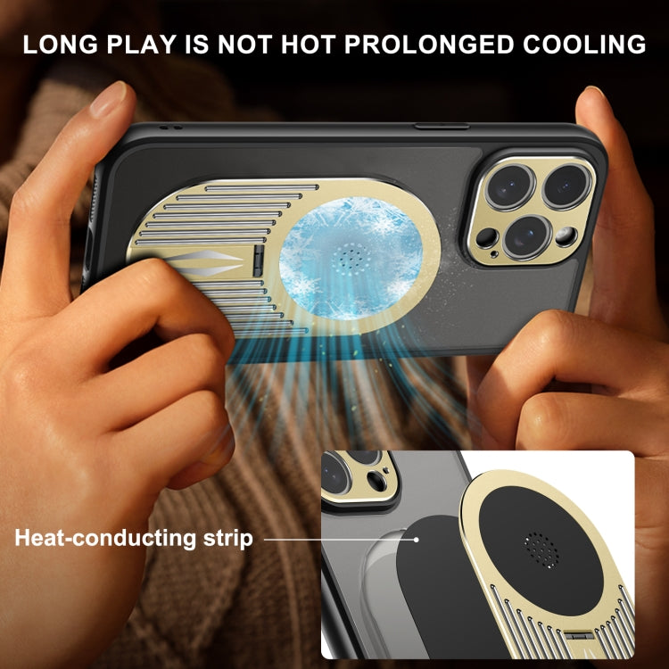 For iPhone 15 Pro Max Heat Dissipation Aromatherapy MagSafe Holder Phone Case(Gold) - iPhone 15 Pro Max Cases by buy2fix | Online Shopping UK | buy2fix