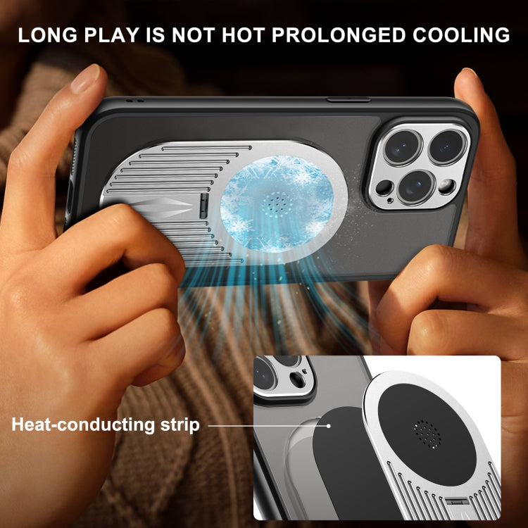For iPhone 15 Pro Max Heat Dissipation Aromatherapy MagSafe Holder Phone Case(Silver) - iPhone 15 Pro Max Cases by buy2fix | Online Shopping UK | buy2fix