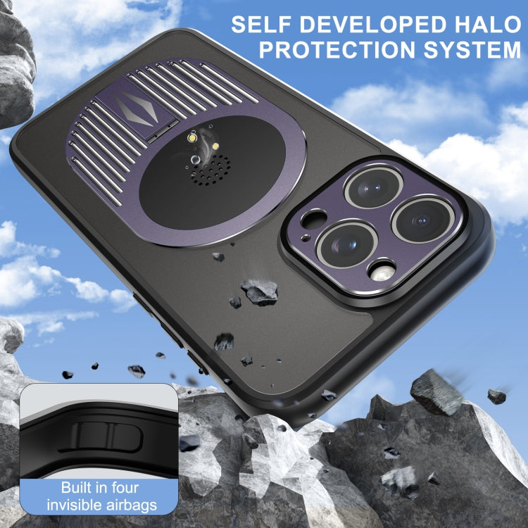 For iPhone 15 Pro Max Heat Dissipation Aromatherapy MagSafe Holder Phone Case(Purple) - iPhone 15 Pro Max Cases by buy2fix | Online Shopping UK | buy2fix