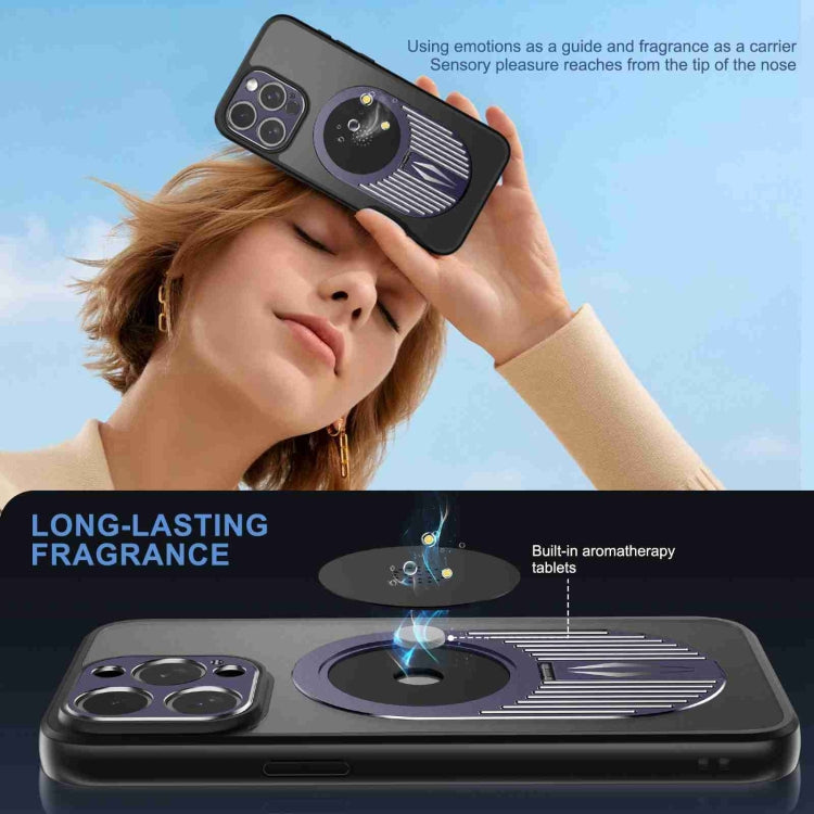 For iPhone 14 Heat Dissipation Aromatherapy MagSafe Holder Phone Case(Purple) - iPhone 14 Cases by buy2fix | Online Shopping UK | buy2fix