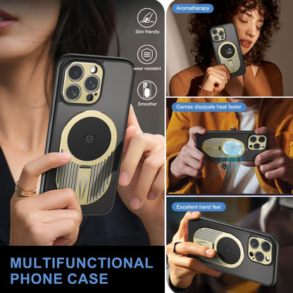 For iPhone 14 Pro Heat Dissipation Aromatherapy MagSafe Holder Phone Case(Gold) - iPhone 14 Pro Cases by buy2fix | Online Shopping UK | buy2fix