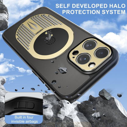 For iPhone 15 Heat Dissipation Aromatherapy MagSafe Holder Phone Case(Gold) - iPhone 15 Cases by buy2fix | Online Shopping UK | buy2fix