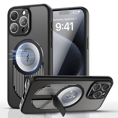For iPhone 15 Pro Heat Dissipation Aromatherapy MagSafe Holder Phone Case(Black) - iPhone 15 Pro Cases by buy2fix | Online Shopping UK | buy2fix