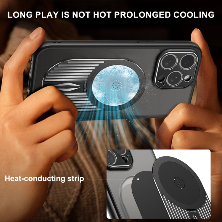 For iPhone 15 Pro Heat Dissipation Aromatherapy MagSafe Holder Phone Case(Black) - iPhone 15 Pro Cases by buy2fix | Online Shopping UK | buy2fix