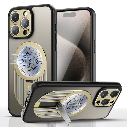 For iPhone 15 Pro Heat Dissipation Aromatherapy MagSafe Holder Phone Case(Gold) - iPhone 15 Pro Cases by buy2fix | Online Shopping UK | buy2fix