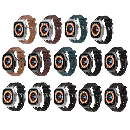 For Apple Watch Series 6 44mm Crocodile Texture Liquid Silicone Watch Band(Black Dark Brown) by buy2fix