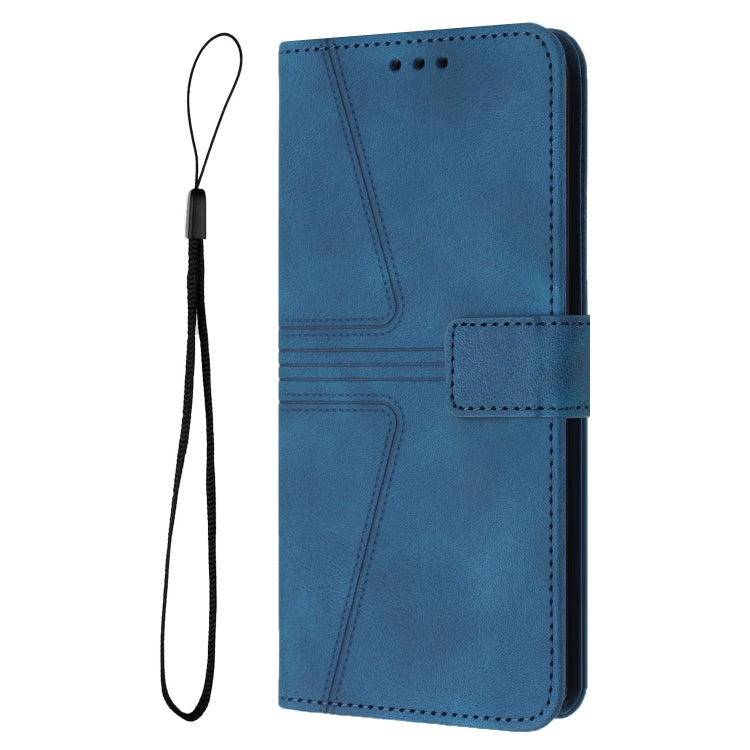 For iPhone 16 Plus Triangle Solid Color Leather Phone Case(Blue) - iPhone 16 Plus Cases by buy2fix | Online Shopping UK | buy2fix