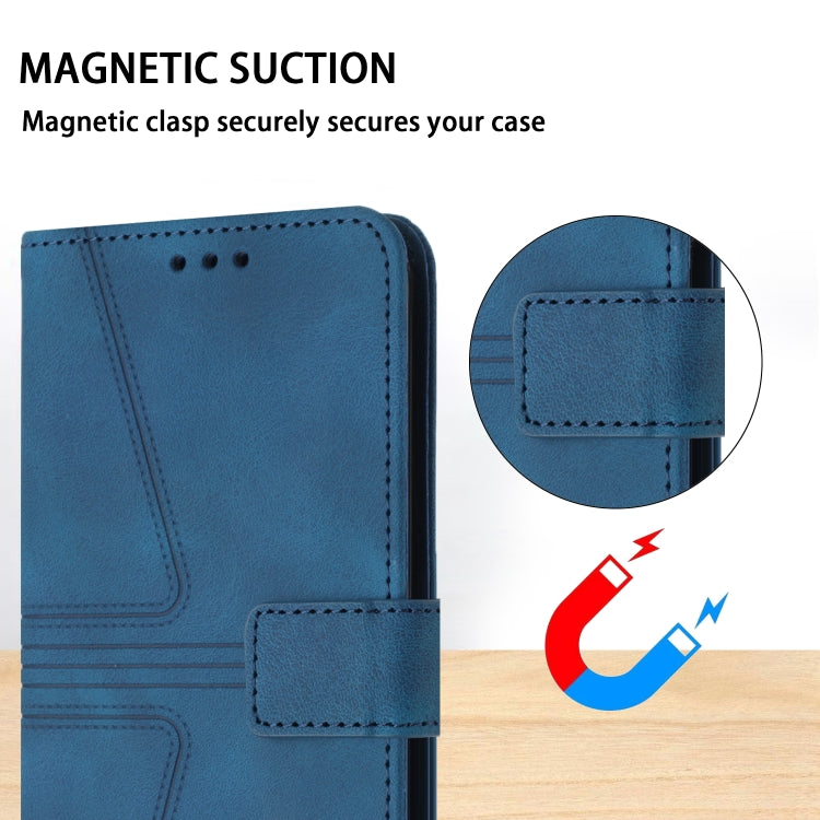 For iPhone 16 Plus Triangle Solid Color Leather Phone Case(Blue) - iPhone 16 Plus Cases by buy2fix | Online Shopping UK | buy2fix