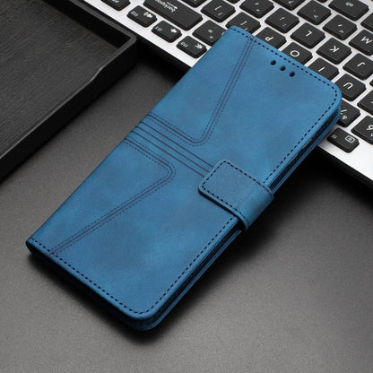 For iPhone 16 Triangle Solid Color Leather Phone Case(Blue) by buy2fix