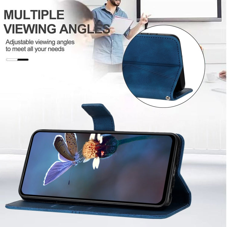 For iPhone 16 Triangle Solid Color Leather Phone Case(Blue) by buy2fix