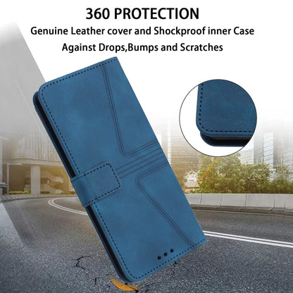 For iPhone 16 Triangle Solid Color Leather Phone Case(Blue) by buy2fix