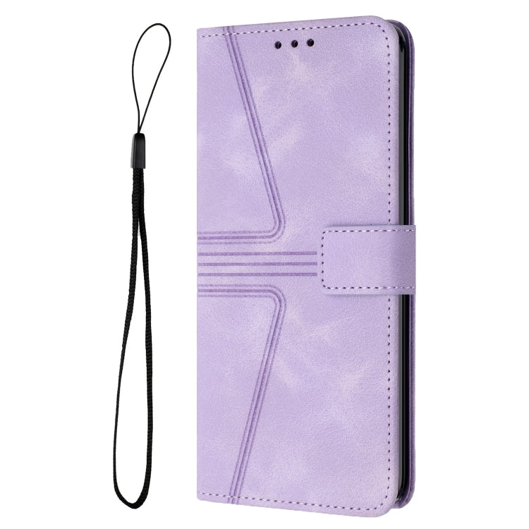 For iPhone 16 Triangle Solid Color Leather Phone Case(Purple) by buy2fix