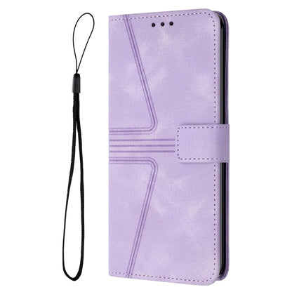 For iPhone 16 Triangle Solid Color Leather Phone Case(Purple) by buy2fix