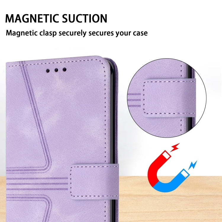 For iPhone 16 Triangle Solid Color Leather Phone Case(Purple) by buy2fix