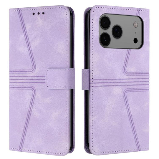 For iPhone 18 Pro Max / 17 Pro Max Triangle Solid Color Leather Phone Case(Purple)
