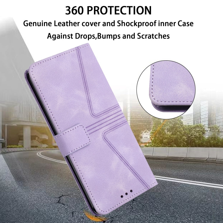 For Samsung Galaxy S24+ 5G Triangle Solid Color Leather Phone Case(Purple) - Galaxy S24+ 5G Cases by buy2fix | Online Shopping UK | buy2fix