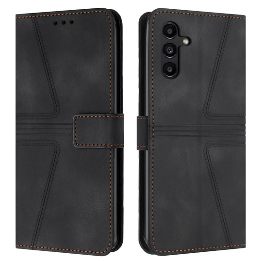 For Samsung Galaxy S23 FE 5G Triangle Solid Color Leather Phone Case(Black)