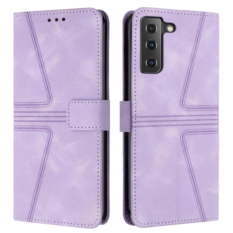 For Samsung Galaxy S21 5G Triangle Solid Color Leather Phone Case(Purple) - Galaxy S21 5G Cases by buy2fix | Online Shopping UK | buy2fix