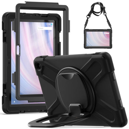 For Amazon Kindle Fire HD10 2023 Silicone Hybrid PC Tablet Case with Holder & Shoulder Strap(Black) - Amazon by buy2fix | Online Shopping UK | buy2fix