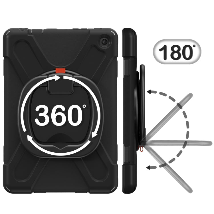 For Amazon Kindle Fire HD10 2023 Silicone Hybrid PC Tablet Case with Holder & Shoulder Strap(Black) - Amazon by buy2fix | Online Shopping UK | buy2fix