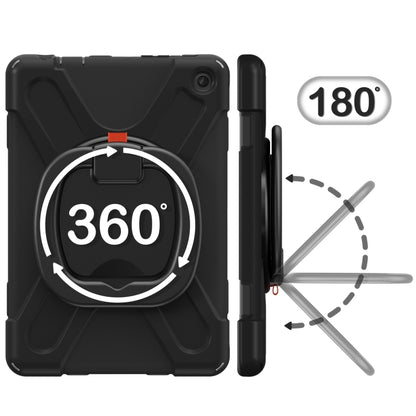 For Amazon Kindle Fire HD10 2023 Silicone Hybrid PC Tablet Case with Holder & Shoulder Strap(Black) - Amazon by buy2fix | Online Shopping UK | buy2fix