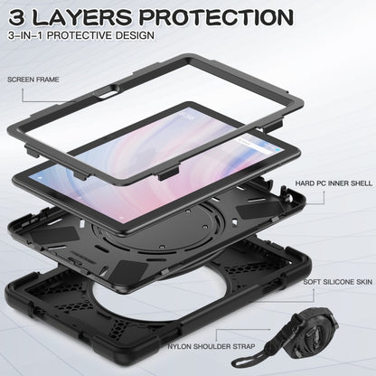 For Amazon Kindle Fire HD10 2023 Silicone Hybrid PC Tablet Case with Holder & Shoulder Strap(Black) - Amazon by buy2fix | Online Shopping UK | buy2fix