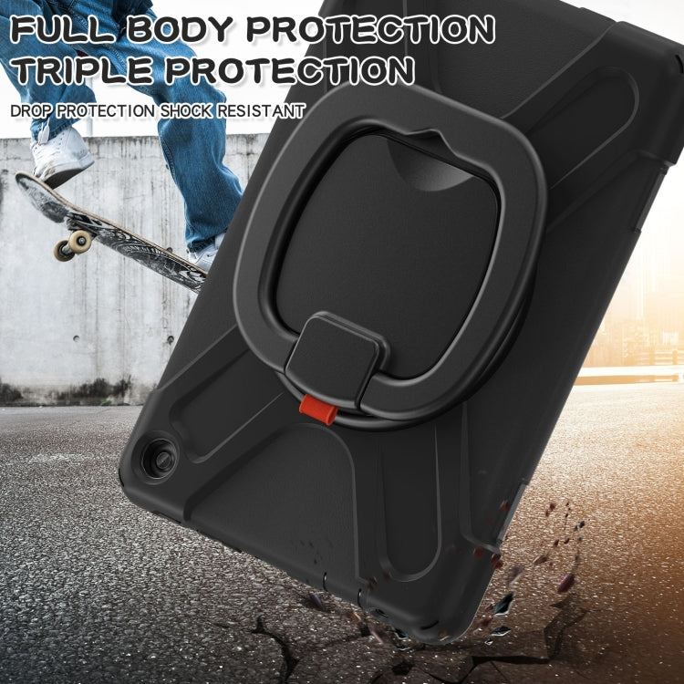 For Amazon Kindle Fire HD10 2023 Silicone Hybrid PC Tablet Case with Holder & Shoulder Strap(Black) - Amazon by buy2fix | Online Shopping UK | buy2fix