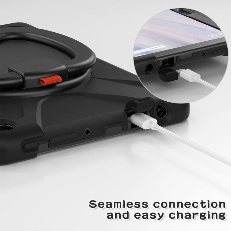 For Amazon Kindle Fire HD10 2023 Silicone Hybrid PC Tablet Case with Holder & Shoulder Strap(Black) - Amazon by buy2fix | Online Shopping UK | buy2fix