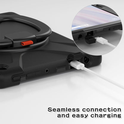 For Amazon Kindle Fire HD10 2023 Silicone Hybrid PC Tablet Case with Holder & Shoulder Strap(Black) - Amazon by buy2fix | Online Shopping UK | buy2fix