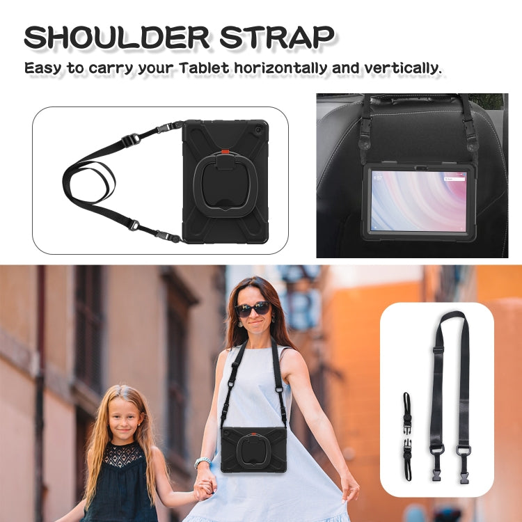 For Amazon Kindle Fire HD10 2023 Silicone Hybrid PC Tablet Case with Holder & Shoulder Strap(Black) - Amazon by buy2fix | Online Shopping UK | buy2fix