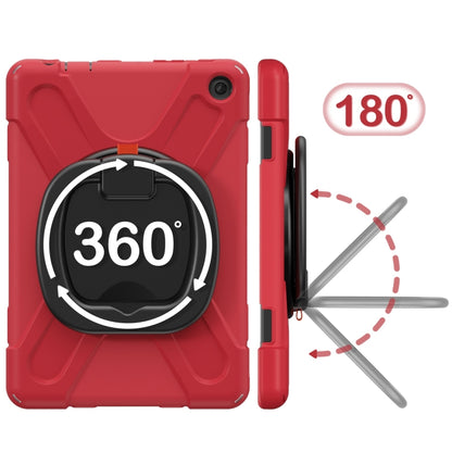 For Amazon Kindle Fire HD10 2023 Silicone Hybrid PC Tablet Case with Holder & Shoulder Strap(Red) - Amazon by buy2fix | Online Shopping UK | buy2fix