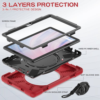 For Amazon Kindle Fire HD10 2023 Silicone Hybrid PC Tablet Case with Holder & Shoulder Strap(Red) - Amazon by buy2fix | Online Shopping UK | buy2fix