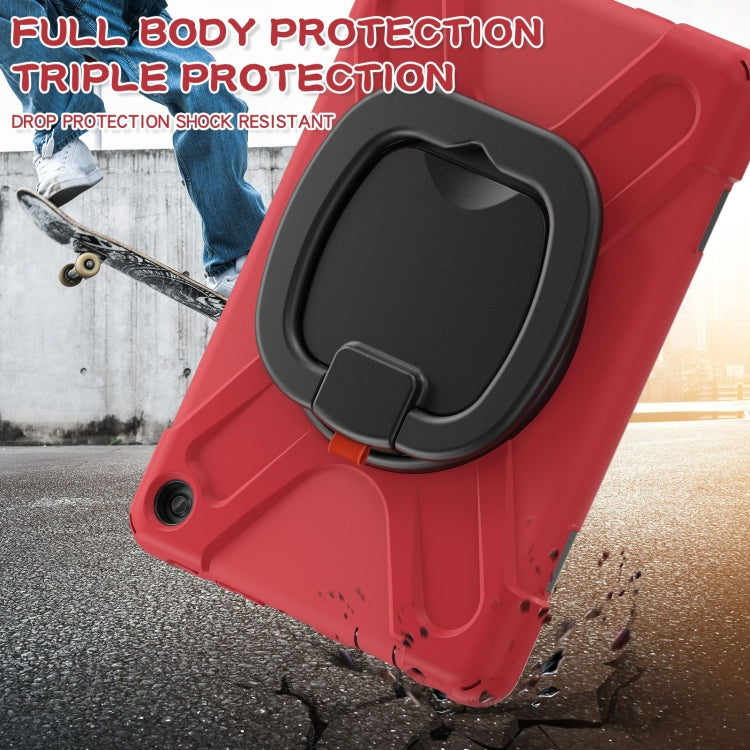 For Amazon Kindle Fire HD10 2023 Silicone Hybrid PC Tablet Case with Holder & Shoulder Strap(Red) - Amazon by buy2fix | Online Shopping UK | buy2fix