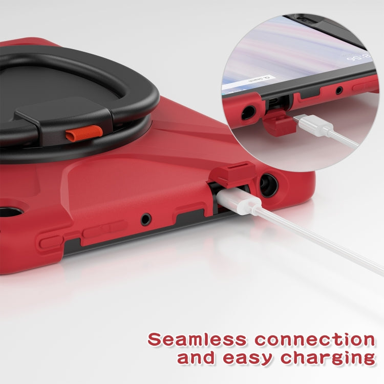 For Amazon Kindle Fire HD10 2023 Silicone Hybrid PC Tablet Case with Holder & Shoulder Strap(Red) - Amazon by buy2fix | Online Shopping UK | buy2fix