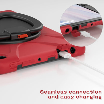 For Amazon Kindle Fire HD10 2023 Silicone Hybrid PC Tablet Case with Holder & Shoulder Strap(Red) - Amazon by buy2fix | Online Shopping UK | buy2fix