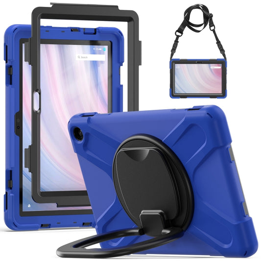 For Amazon Kindle Fire HD10 2023 Silicone Hybrid PC Tablet Case with Holder & Shoulder Strap(Blue) - Amazon by buy2fix | Online Shopping UK | buy2fix