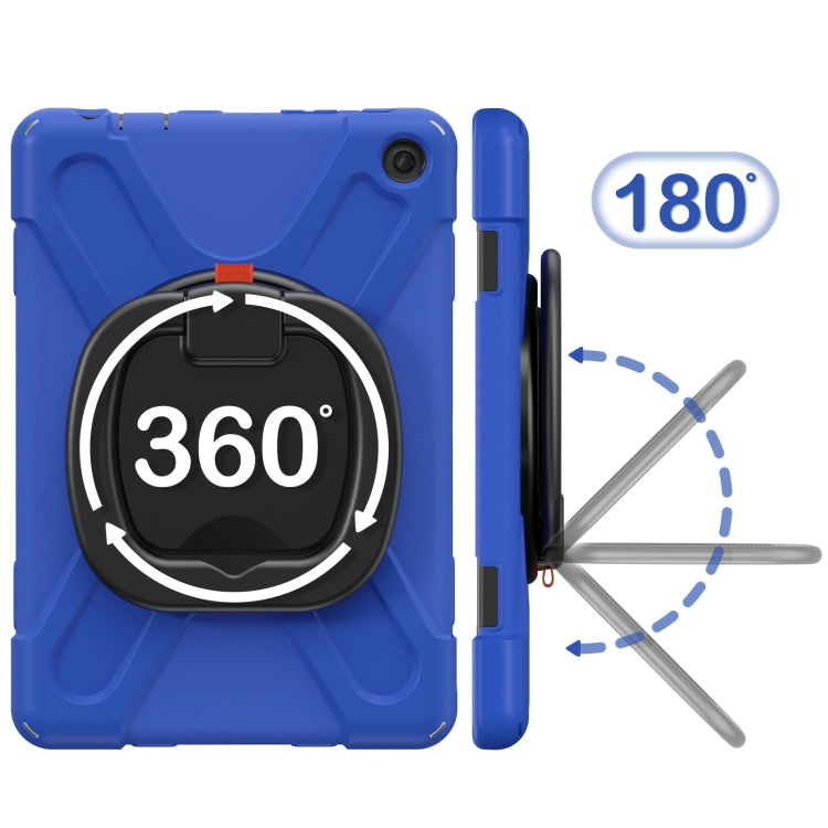 For Amazon Kindle Fire HD10 2023 Silicone Hybrid PC Tablet Case with Holder & Shoulder Strap(Blue) - Amazon by buy2fix | Online Shopping UK | buy2fix